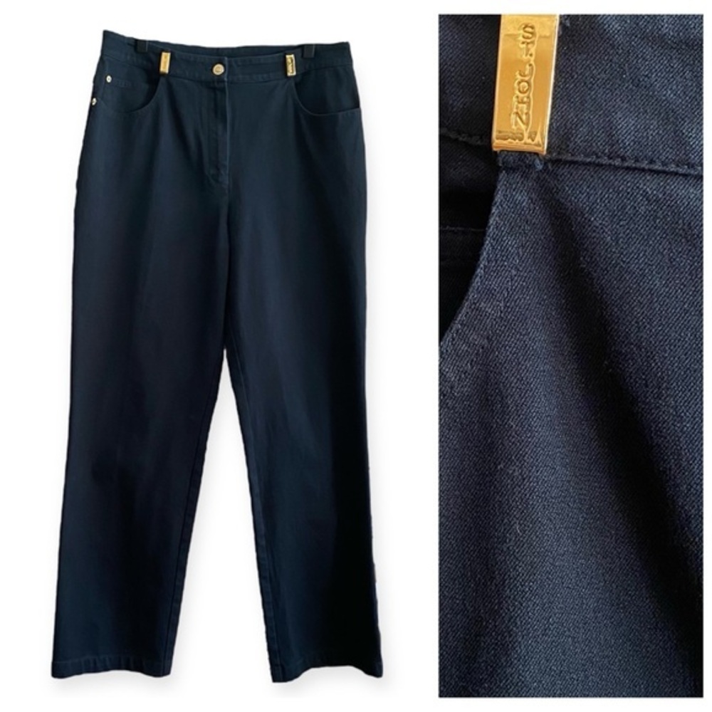 St. John Sport Black Straight Leg Denim Pants 12